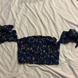 cropped off the shoulder floral top